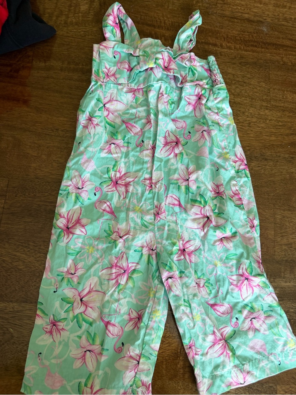 crown & ivy Mint Floral Wide-Leg Jumpsuit with Pink Blooms
